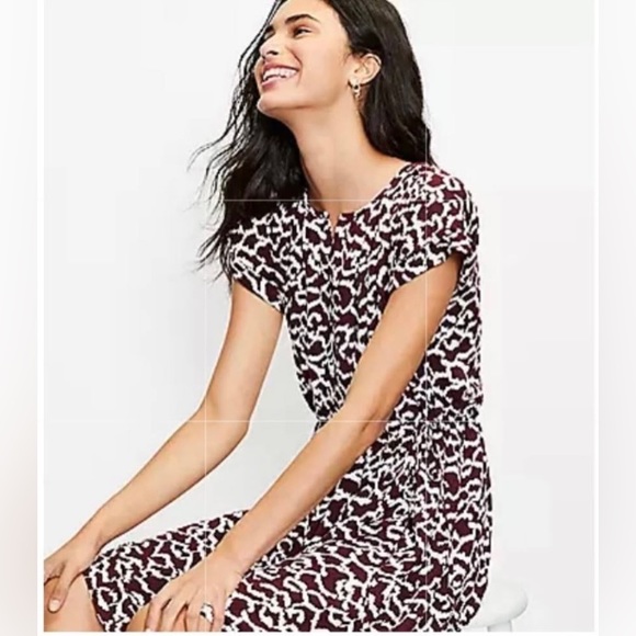 Loft side tie dolman dress women’s size XS, Red Raisin color - Picture 11 of 11